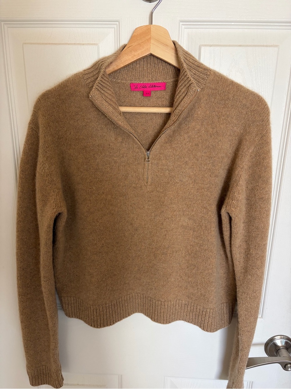 Elder Statesman VGUC 100% Cashmere Half-Zip Sweater in Camel